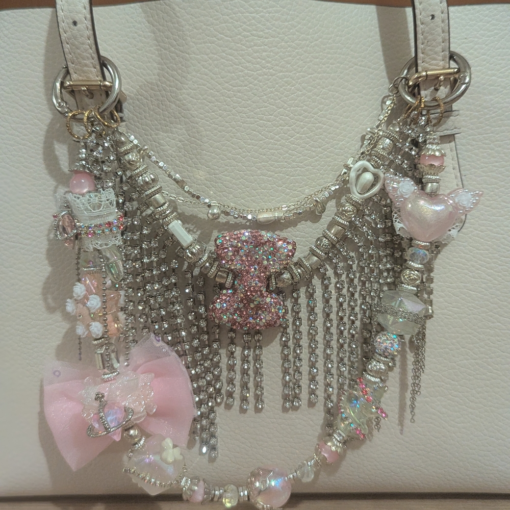 Elegant Pink and Silver Charm Necklace